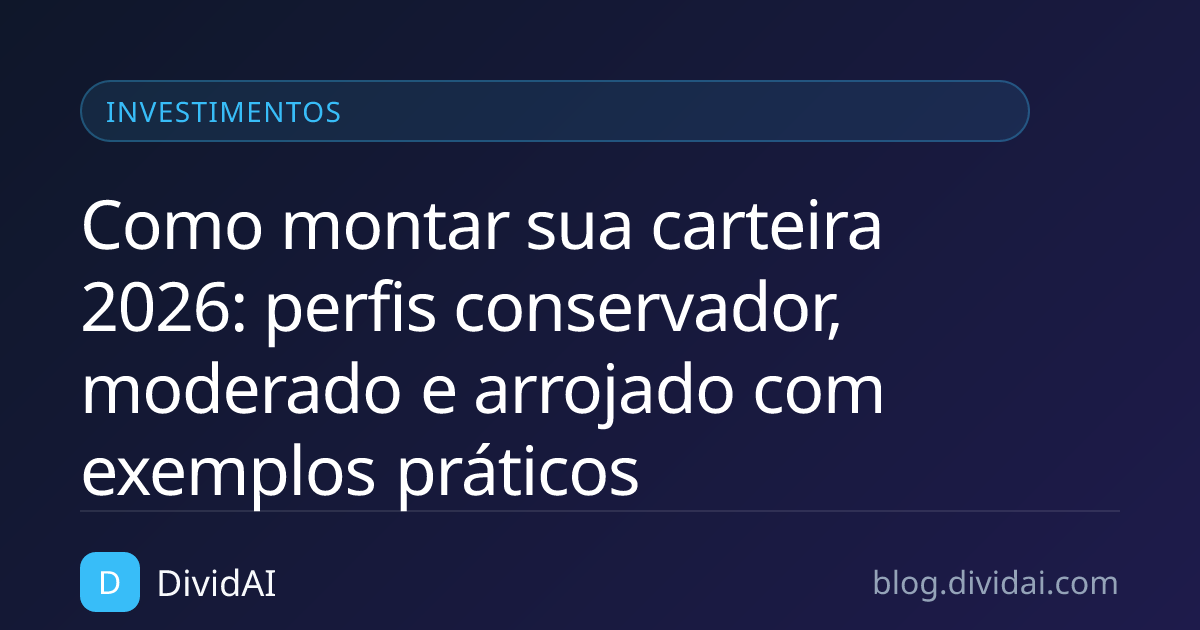 Capa do artigo Como montar sua carteira 2026: perfis conservador, moderado e arrojado com exemplos práticos